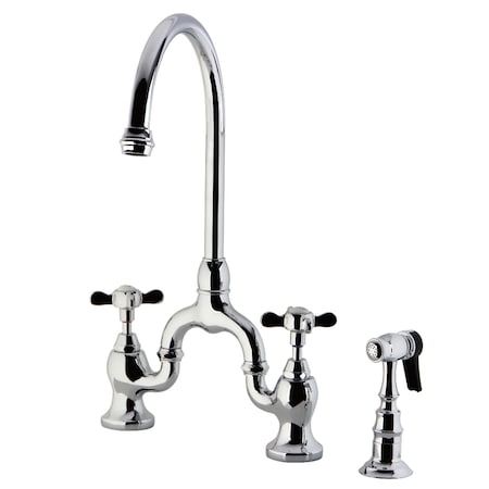 Kingston Brass Bridge Kitchen Faucet with Brass Sprayer, Polished Chrome KS7791BEXBS